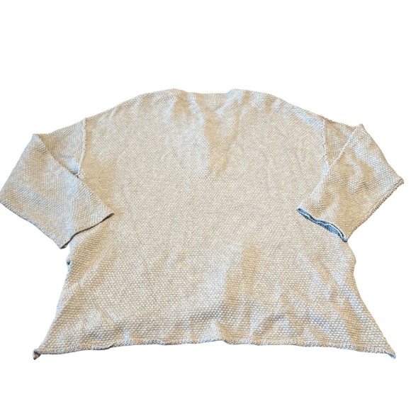 Free People Beach Hailee Gray Cotton Henley Textured Oversized Sweater M - Picture 6 of 7